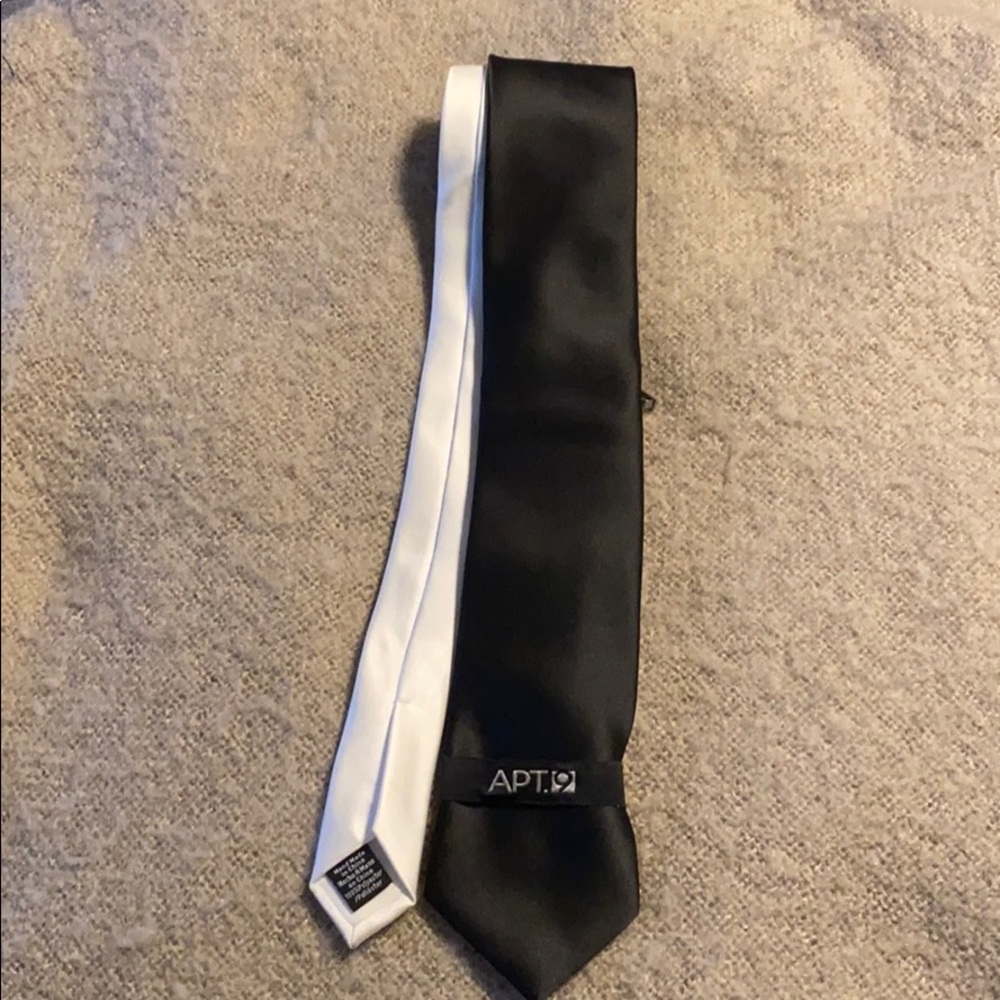 Apt 9 solid black tie with white contrast. NWT.